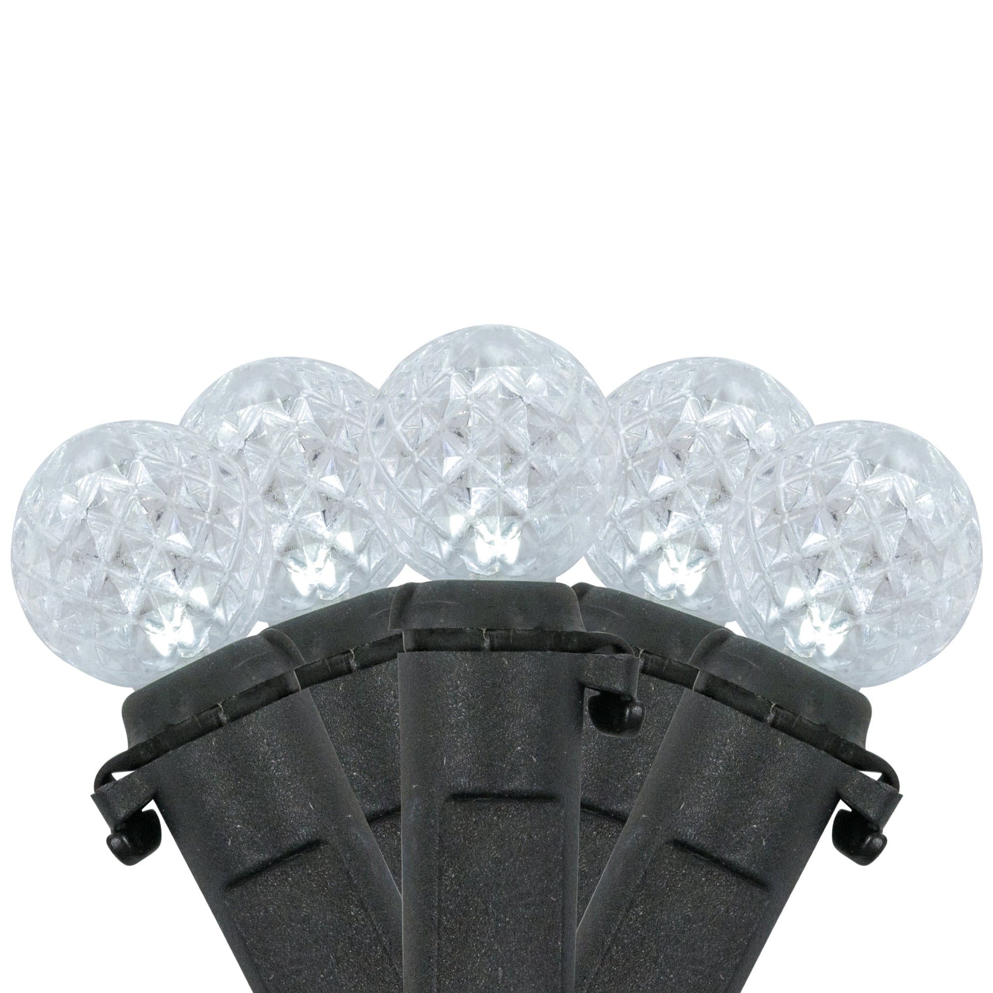 LED G12 Berry Christmas Lights - Pure White - 16' Black Wire - 50 Ct