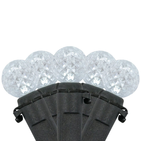 LED G12 Berry Christmas Lights - Pure White - 16' Black Wire - 50 Ct