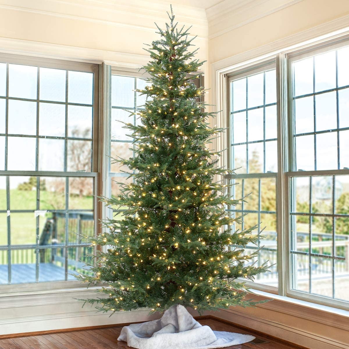 6.5Ft Pre-Lit Snow Flocked Artificial Christmas Tree PVC Branches, 400 Clear Lights, Metal Stand | Realistic Full Shape for Home, Office, Holiday Decoration