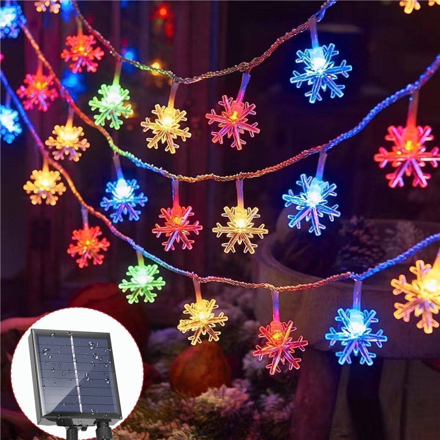100 LED Christmas Snowflake String Lights, 39 Ft Christmas Lights Fairy Light Waterproof for Indoor Outdoor Holiday Wedding Party, Xmas Tree, New Year, Garden Decorations (White)