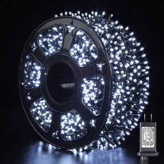 82Ft 1000 LED String Christmas Lights , Dark Green Wire Cluster Christmas Tree Lights, 8 Modes Outdoor Waterproof White Christmas Lights Plug in for Holiday Wedding Party Home Decor