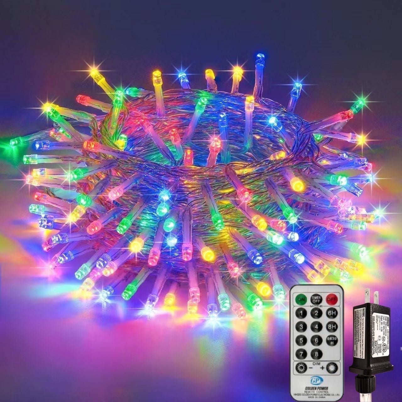 49.2FT 130 LED Christmas Lights Outdoor Waterproof 8 Modes Indoor Christmas String Lights Cool White Christmas Tree Lights Plug in Remote Halloween Lights for Room Bedroom Holiday Decorations