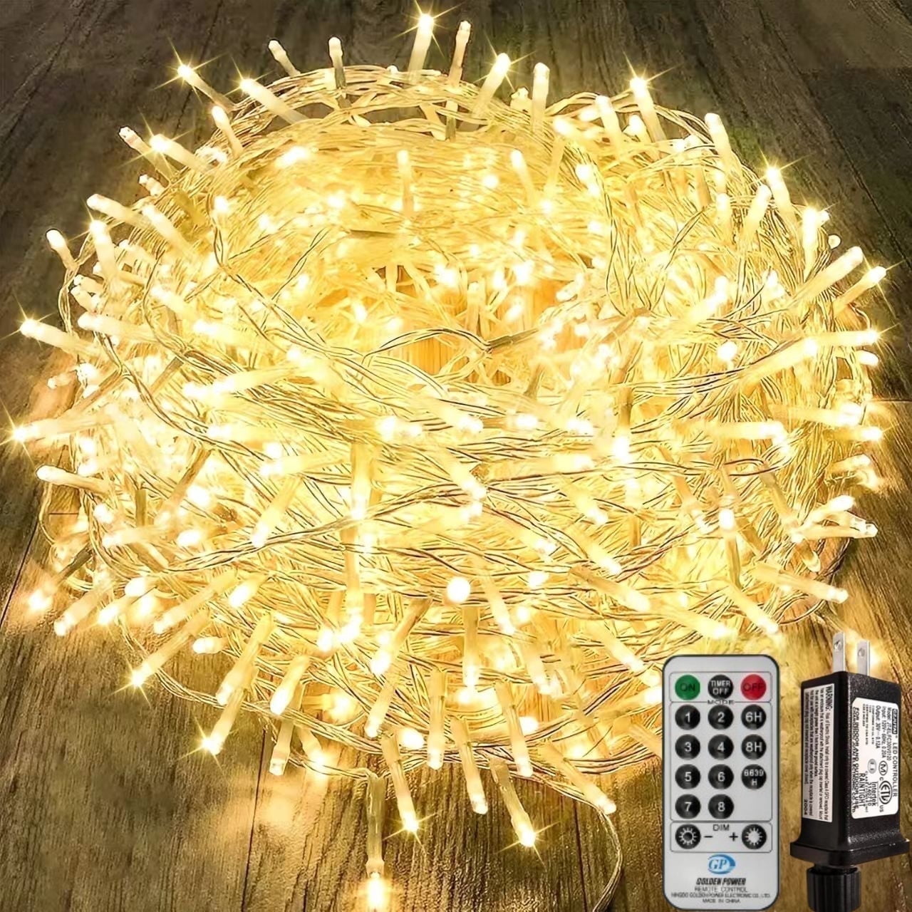 49.2FT 130 LED Christmas Lights Outdoor Waterproof 8 Modes Indoor Christmas String Lights Cool White Christmas Tree Lights Plug in Remote Halloween Lights for Room Bedroom Holiday Decorations