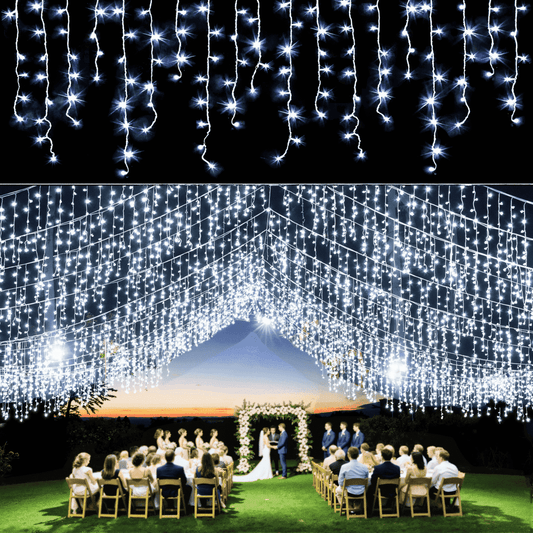 Christmas String Lights, 33Ft 400 LED Fairy Twinkle Lights 8 Modes Plug in Light for Holiday Wedding Party Home Indoor Outdoor Decoration, Cool White