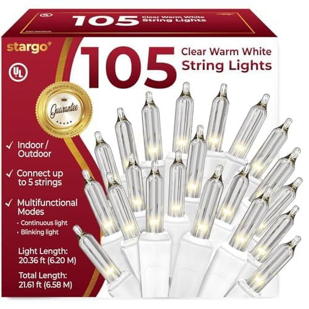 105 Incandescent String Lights Green Wire (White Bulbs)