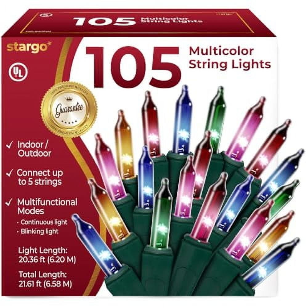 105 Incandescent String Lights Green Wire (White Bulbs)