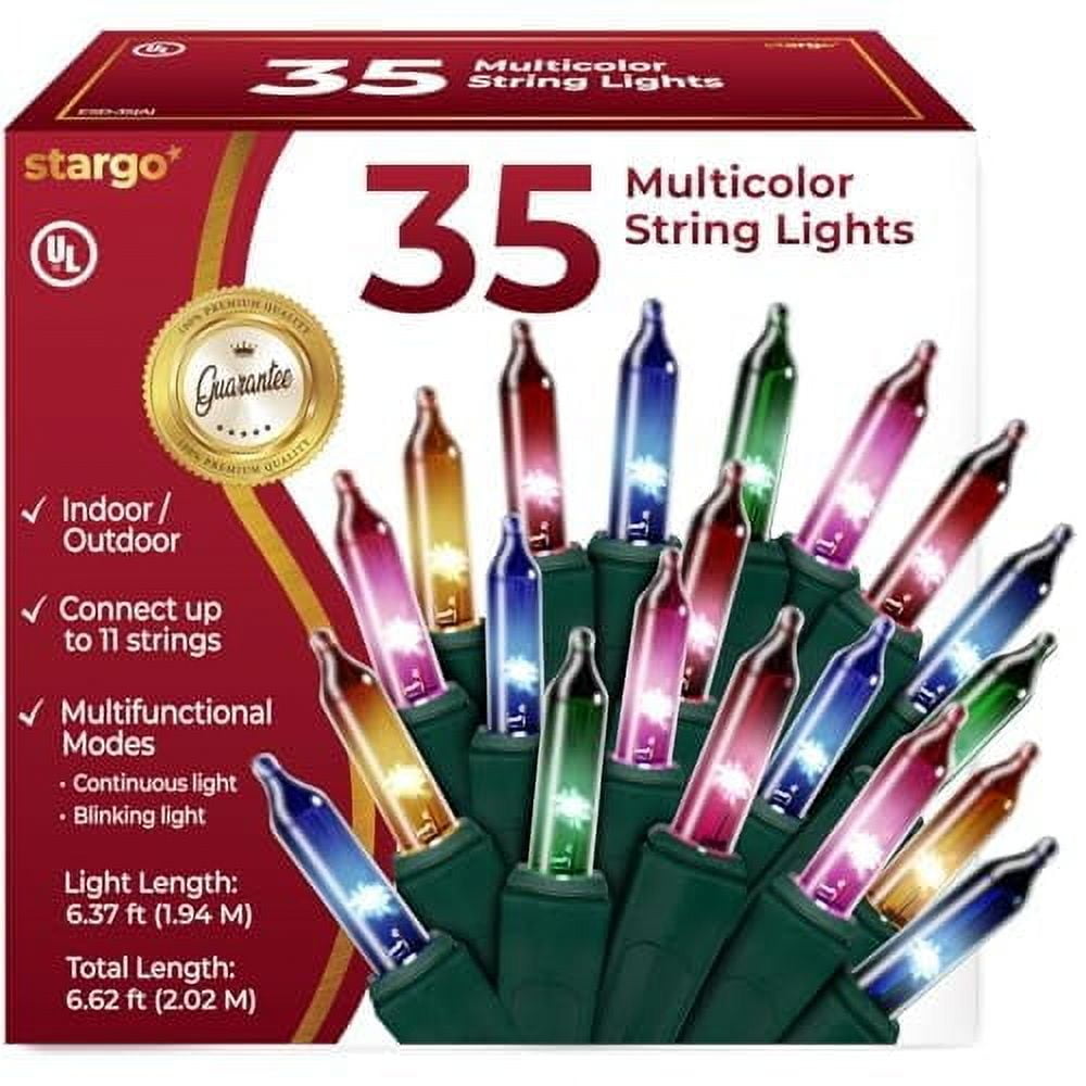 105 Incandescent String Lights Green Wire (White Bulbs)