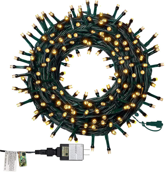 Christmas Decorations String Lights, 8 Modes, Plug-In, UL Certified Christmas Lights, 200 Leds, White, 66