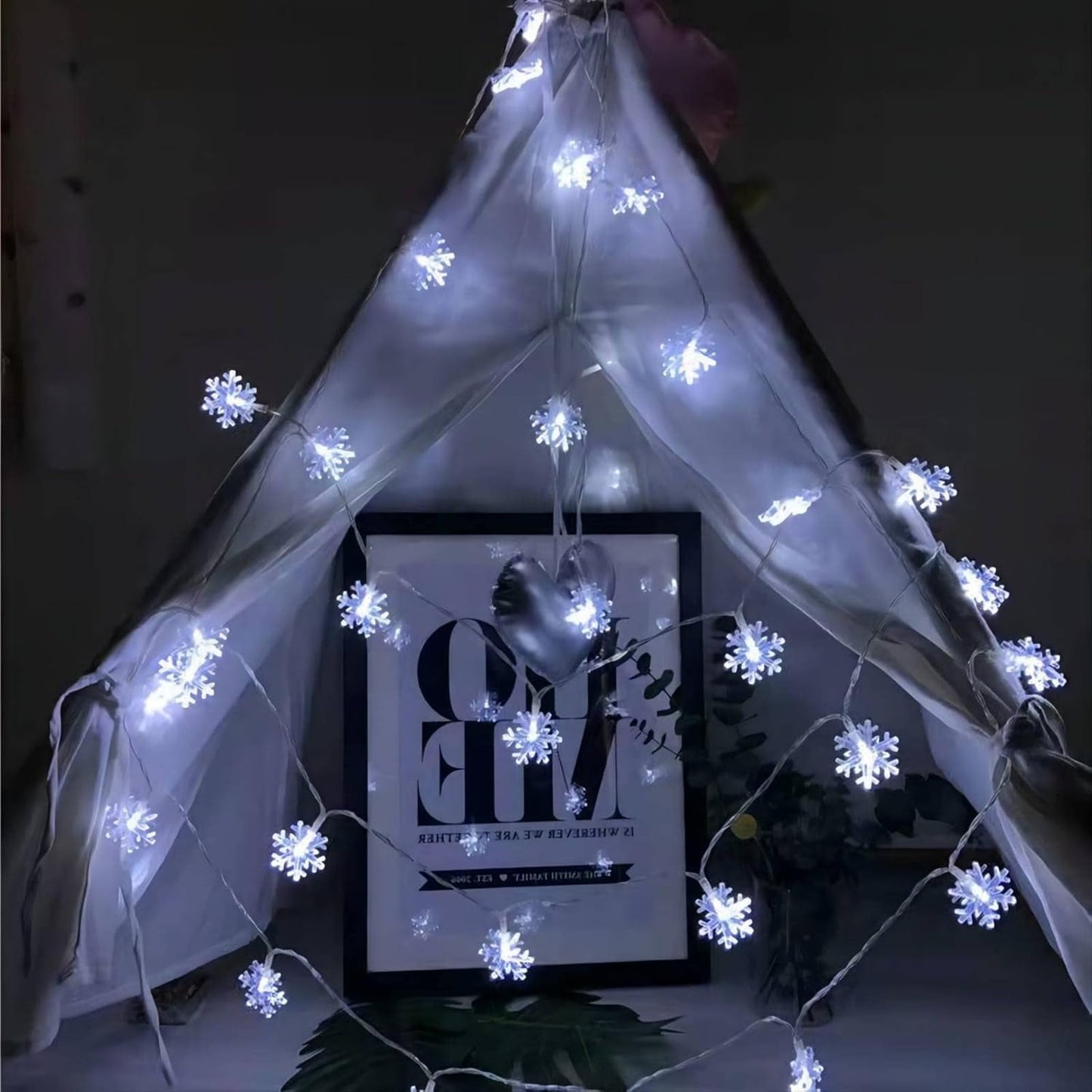 100 LED Christmas Snowflake String Lights, 39 Ft Christmas Lights Fairy Light Waterproof for Indoor Outdoor Holiday Wedding Party, Xmas Tree, New Year, Garden Decorations (White)