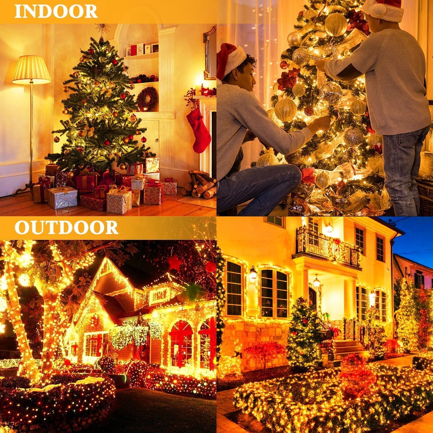 132FT Battery Operated Christmas Lights,  300 LED Christmas Tree Lights with Timer & Memory, 8 Modes Waterproof Battery Powered Lights for Holiday Party