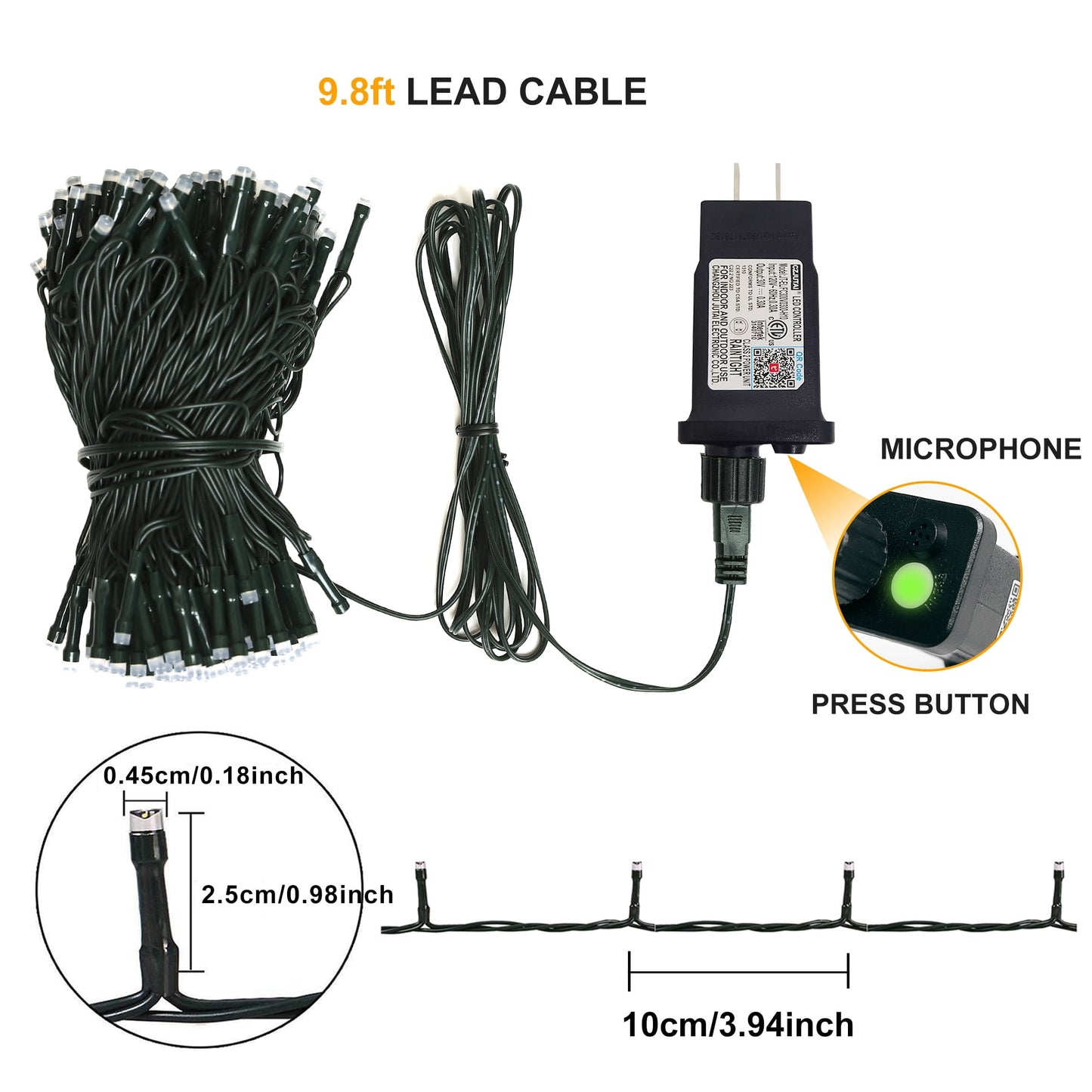 Smart Christmas Lights - 108FT 300 RGB LED String Lights Color Changing by App,Works with Google Home,Music Sync,Timer,Dimmable for Xmas Tree Home Party