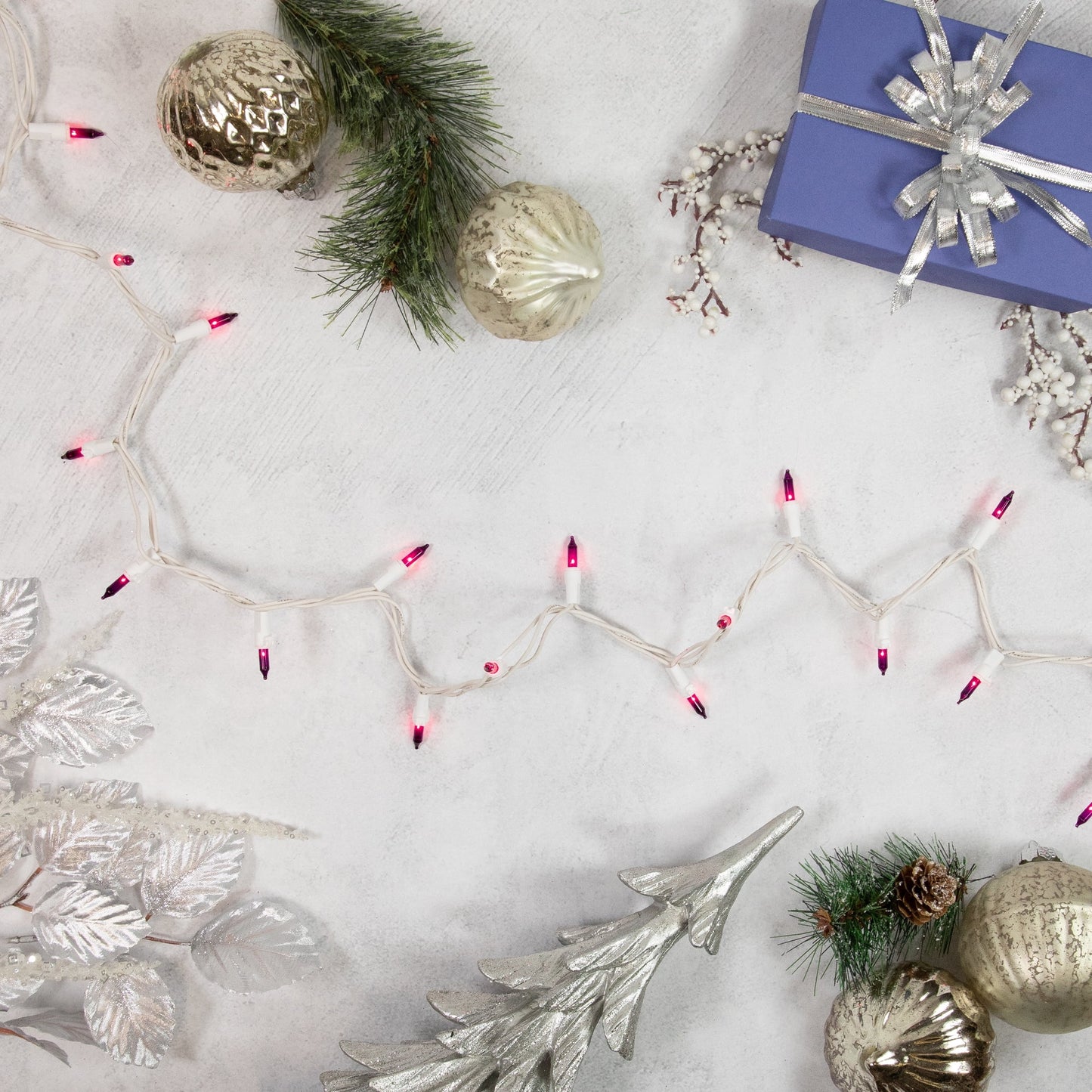 Mini Incandescent Christmas Lights - Blue - 10' Green Wire - 50Ct