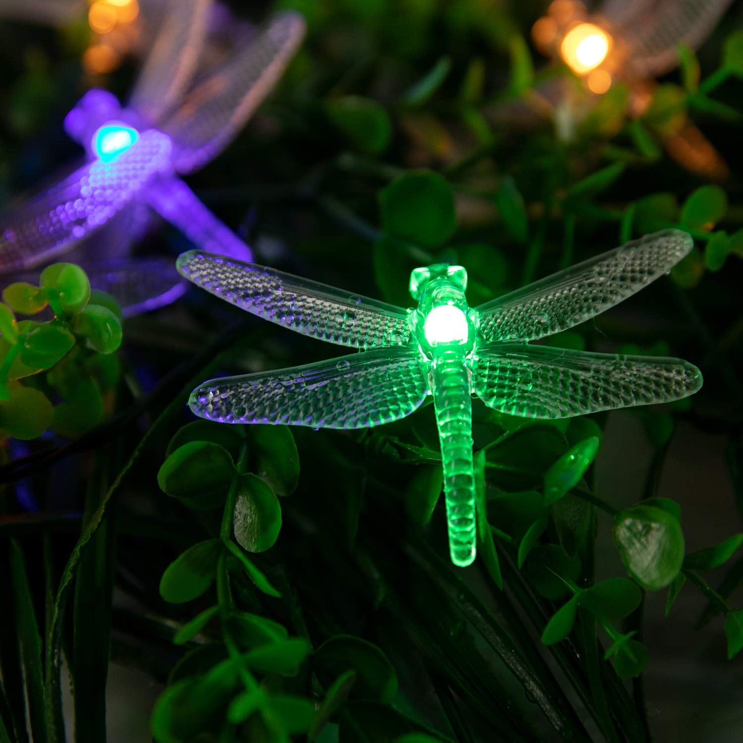 Christmas Lights, Dragonfly Solar String Lights, 30 LED 21Ft 8 Modes Outdoor Waterproof Fairy Lights for Christmas Garden Wedding Party Decor