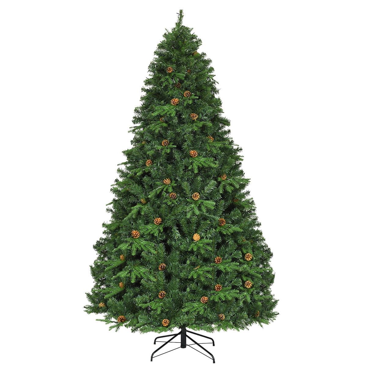 8Ft Pre-Lit Christmas Tree Hinged 600 LED Lights Pine Cones