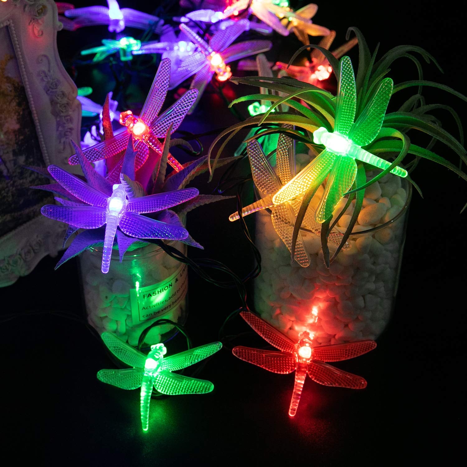 Christmas Lights, Dragonfly Solar String Lights, 30 LED 21Ft 8 Modes Outdoor Waterproof Fairy Lights for Christmas Garden Wedding Party Decor