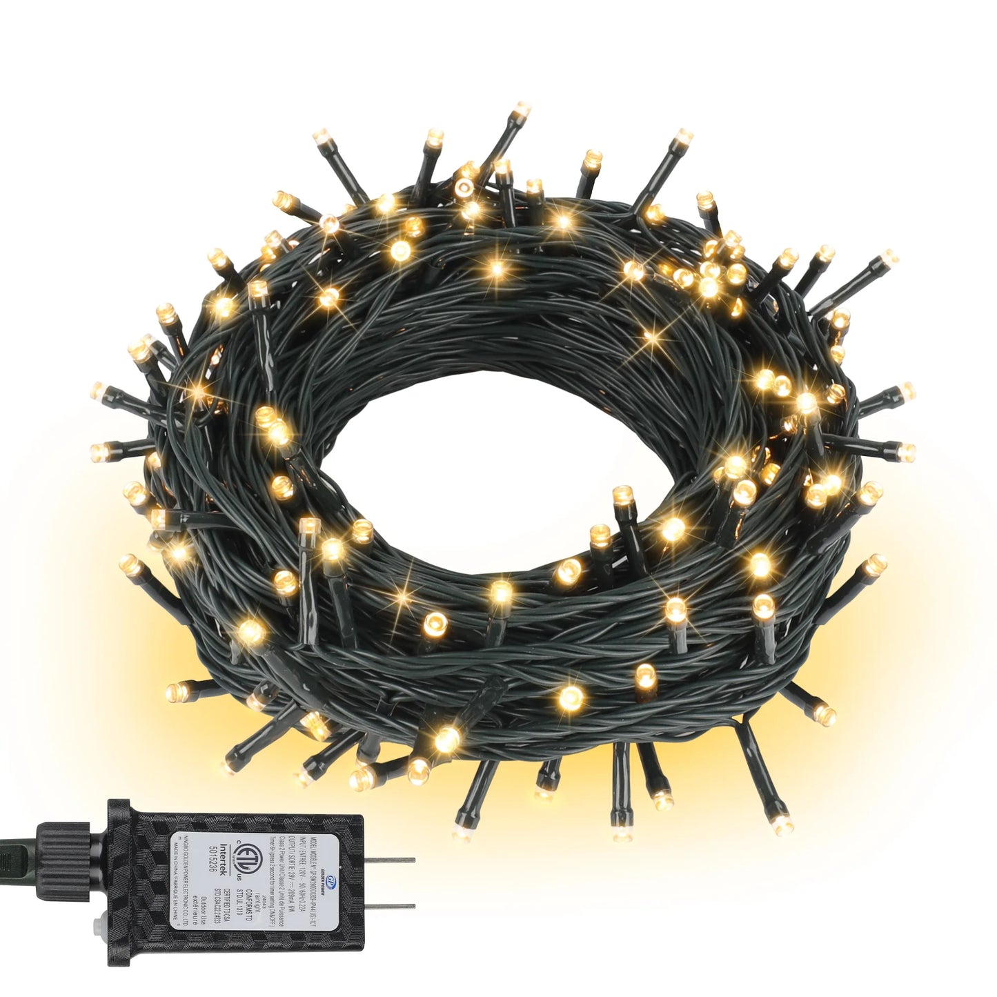 98Ft 300 LED Plug in Christmas Lights Green Wire Twinkle Christmas Tree Lights, Warm White
