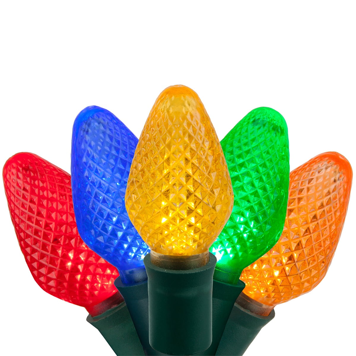 25Ct C7 LED Multi-Color Christmas Lights, 8" Spacing – Green Wire