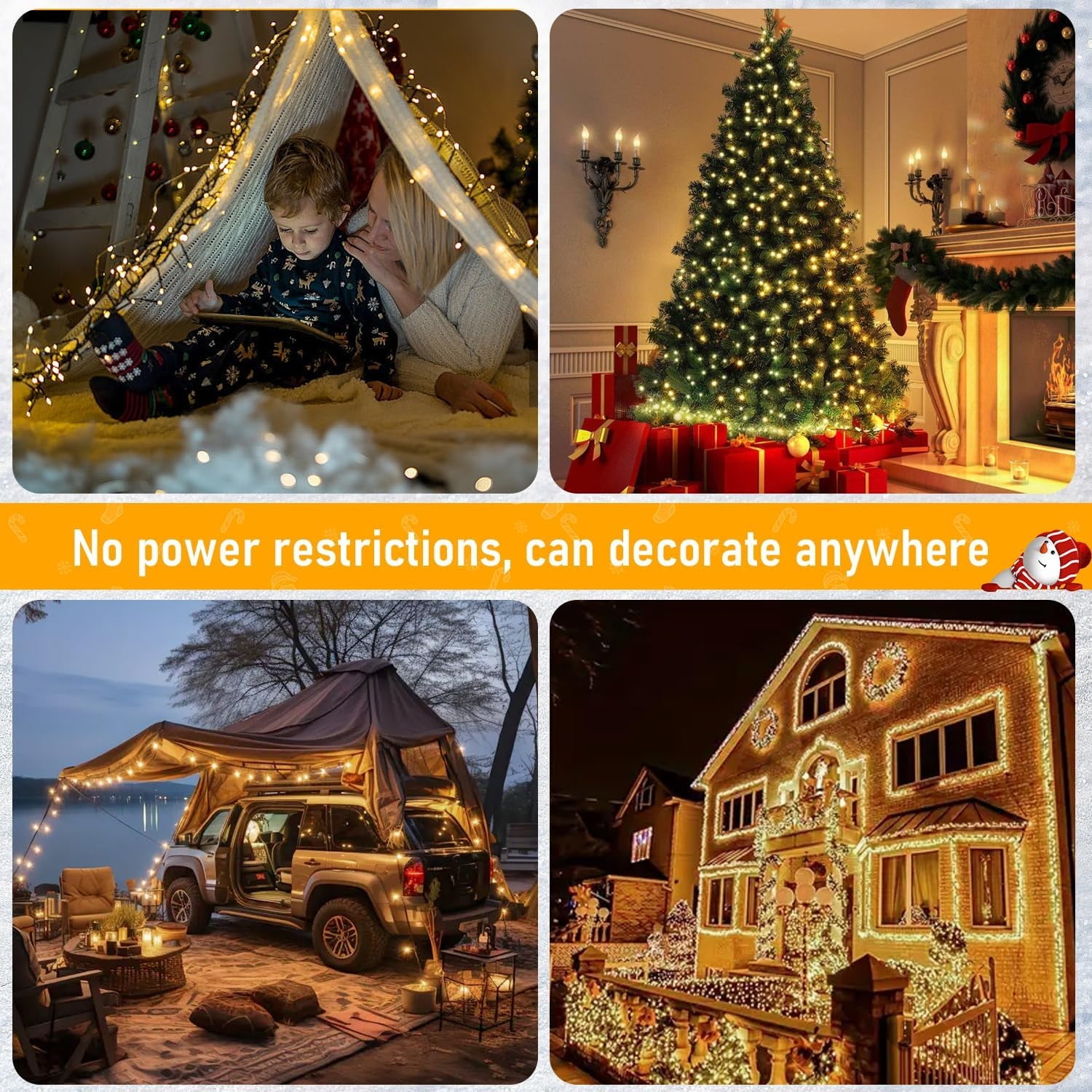 132FT Battery Operated Christmas Lights,  300 LED Christmas Tree Lights with Timer & Memory, 8 Modes Waterproof Battery Powered Lights for Holiday Party