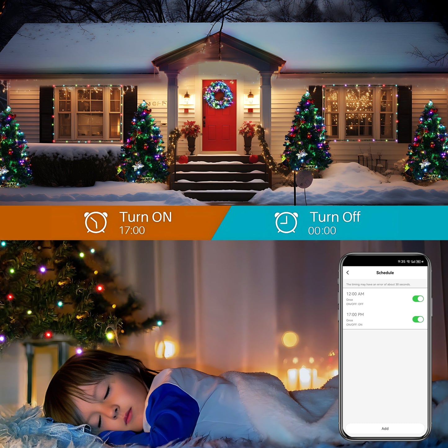 Smart Christmas Lights - 108FT 300 RGB LED String Lights Color Changing by App,Works with Google Home,Music Sync,Timer,Dimmable for Xmas Tree Home Party