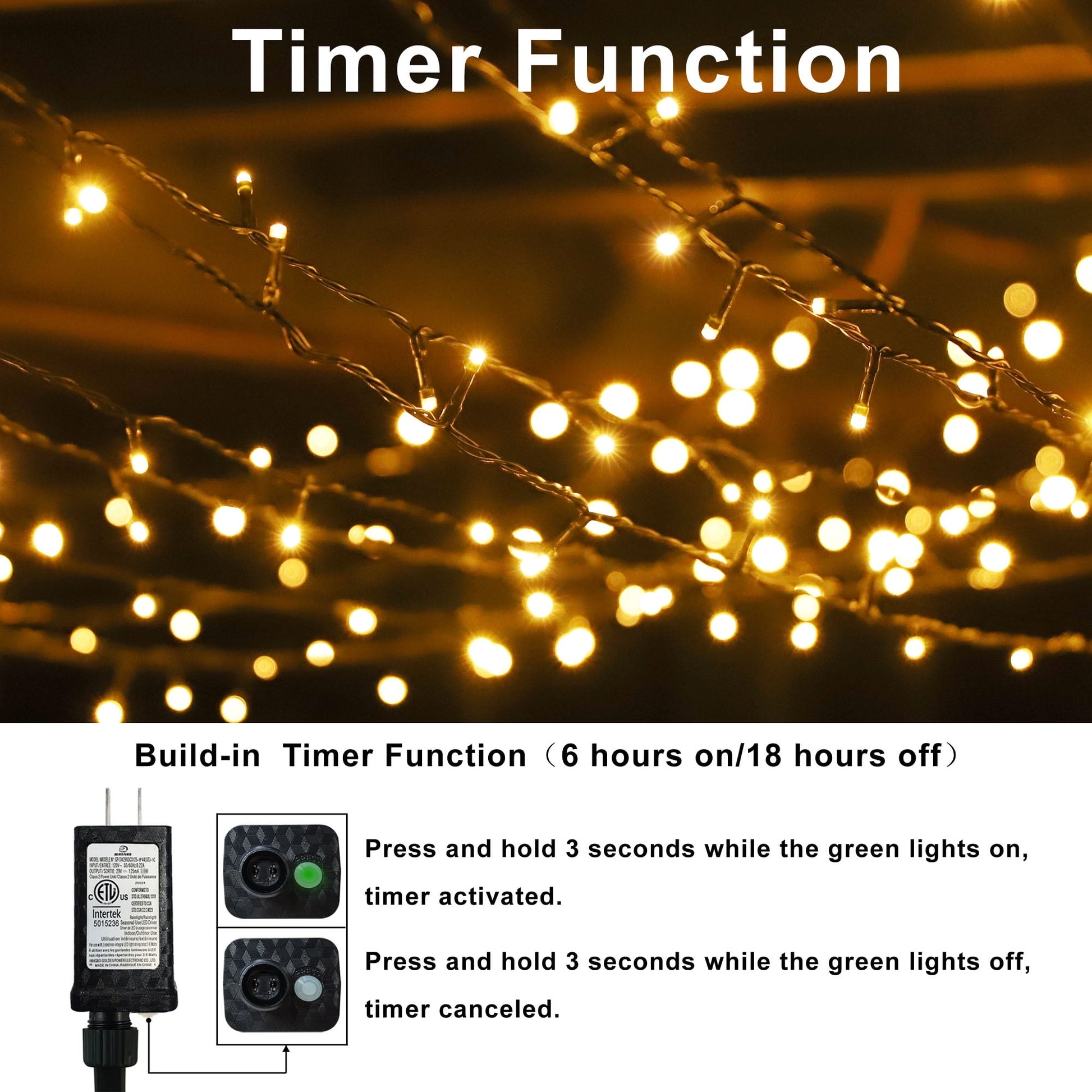LED Christmas String Lights, 173FT 500 Leds, Timer Function, Warm White, for Halloween Xmas Tree Home Patry Garden