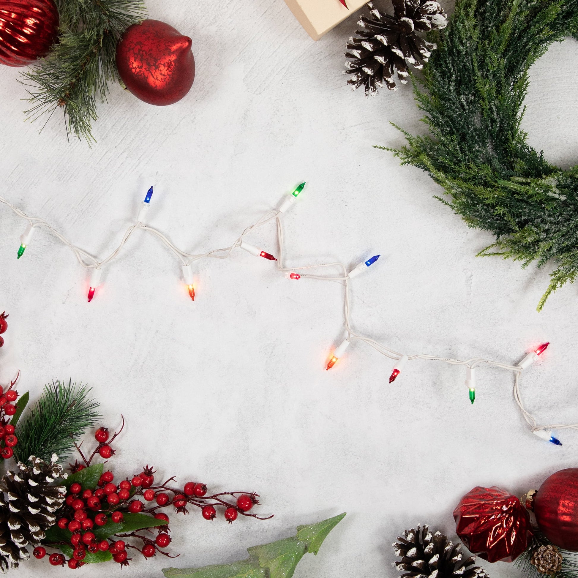 Mini Incandescent Christmas Lights - Blue - 10' Green Wire - 50Ct