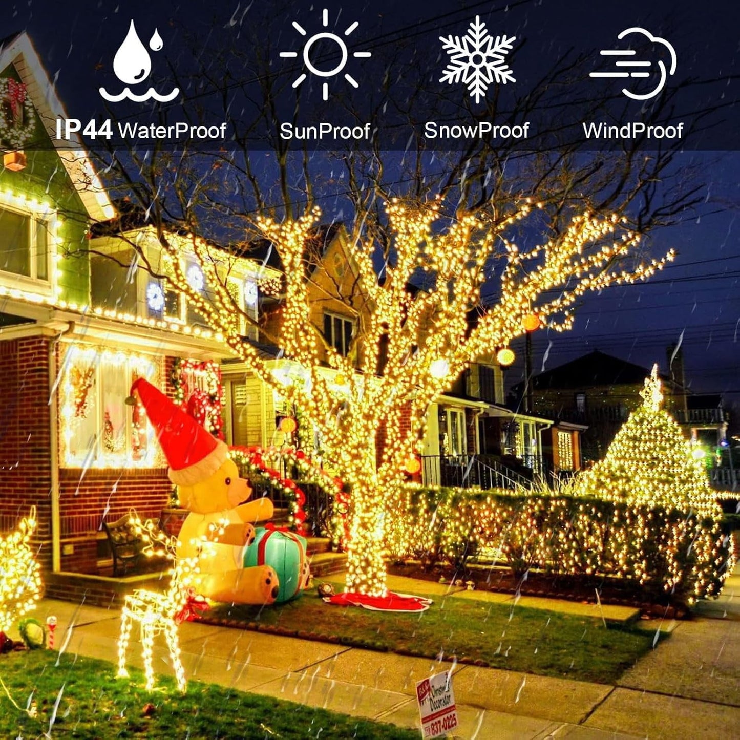 Christmas String Lights, 82FT 1000 Leds Christmas Tree Decoration Lights - Outdoor Waterproof Christmas Tree Lights Plug in for Xmas Wedding Party Holiday - Warm White