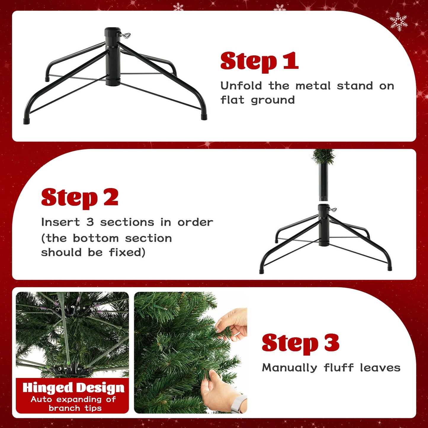 6 FT Artificial Xmas Tree with 821 PVC Branch Tips 560 Warm White LED Lights