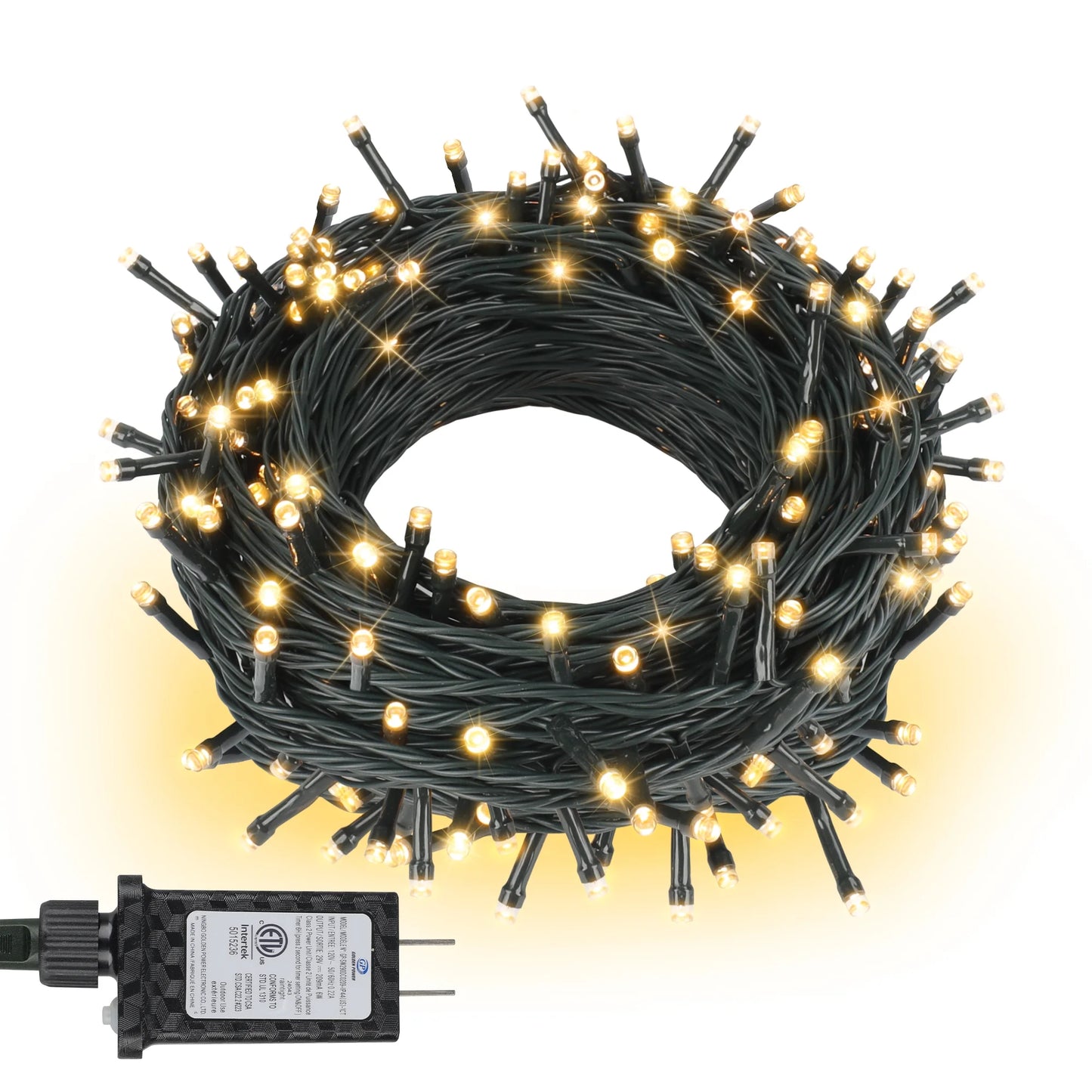 98Ft 300 LED Plug in Christmas Lights Green Wire Twinkle Christmas Tree Lights, Warm White