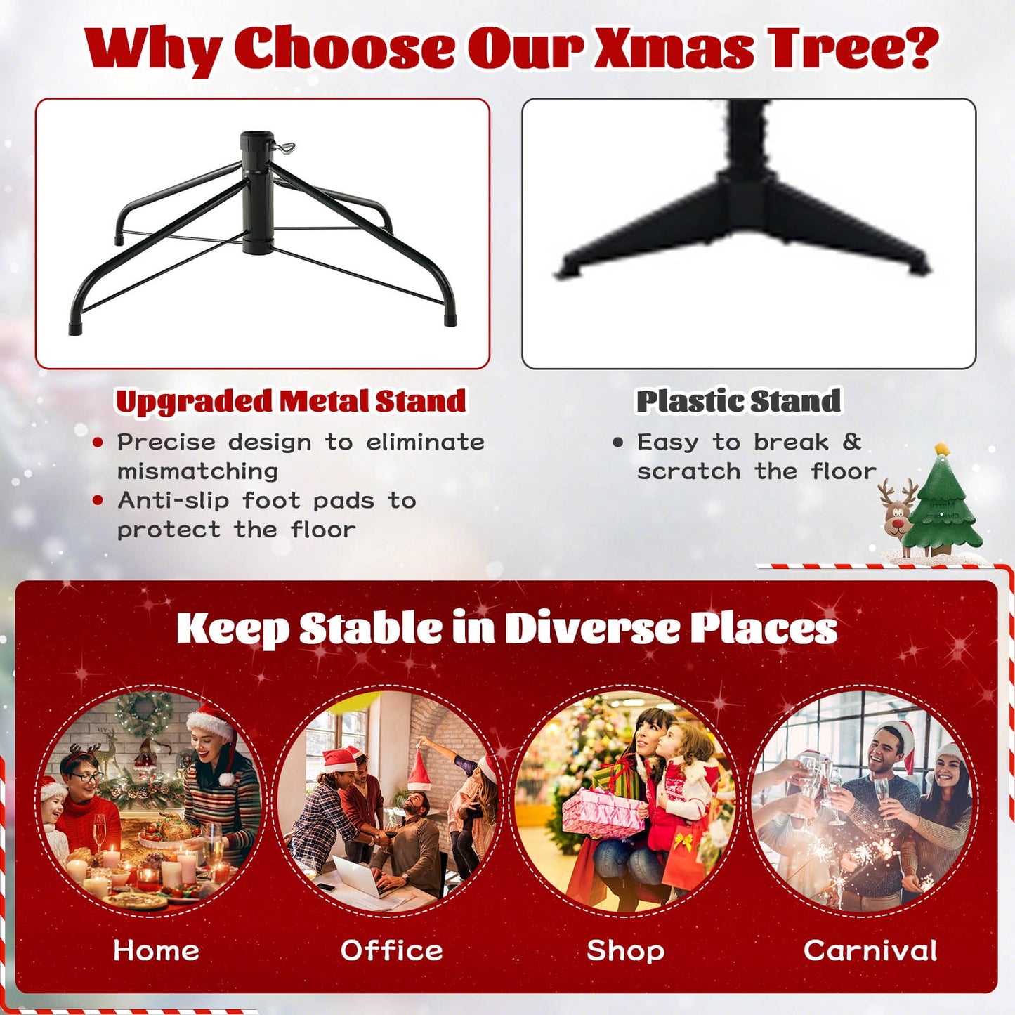 6 FT Artificial Xmas Tree with 821 PVC Branch Tips 560 Warm White LED Lights